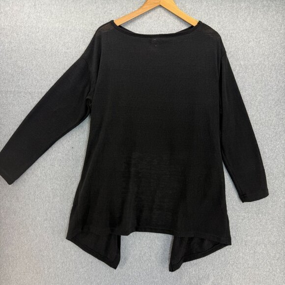 Connies Moon Light Los Angeles OS Black Long Sleeve High-Low Top Drape Pockets - Picture 2 of 12
